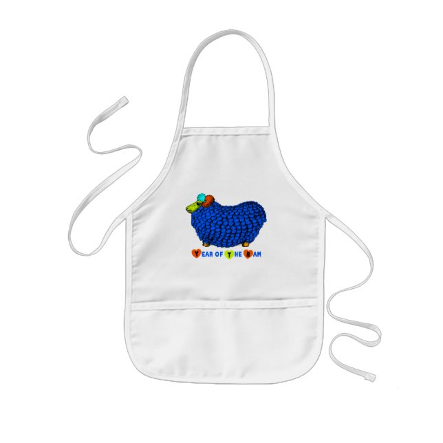 Ram Sheep Year Blue Illustration Kids Schürze (Vorne)