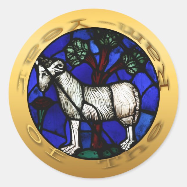 Ram Year oder Aries Stated Glass Windows Sticker (Vorderseite)