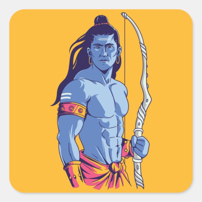 Rama Hindu Deity Quadratischer Aufkleber (Vorderseite)