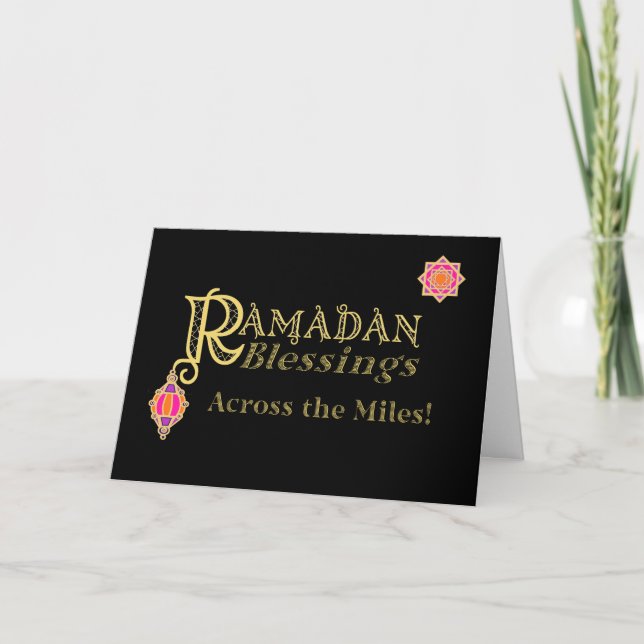 Ramadan Blessings über die Meilen Gold auf Schwarz Karte (Vorderseite)