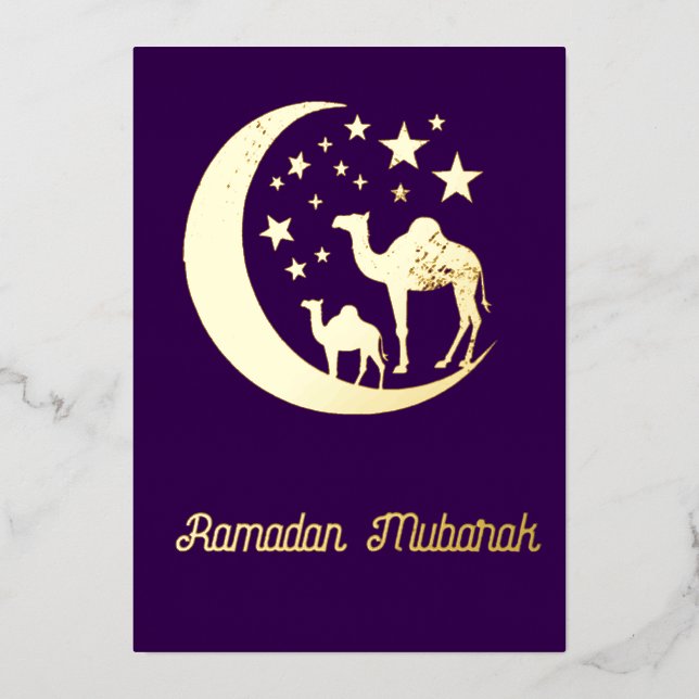 Ramadan - chameaux d'or - invitation à la feuille (Recto)