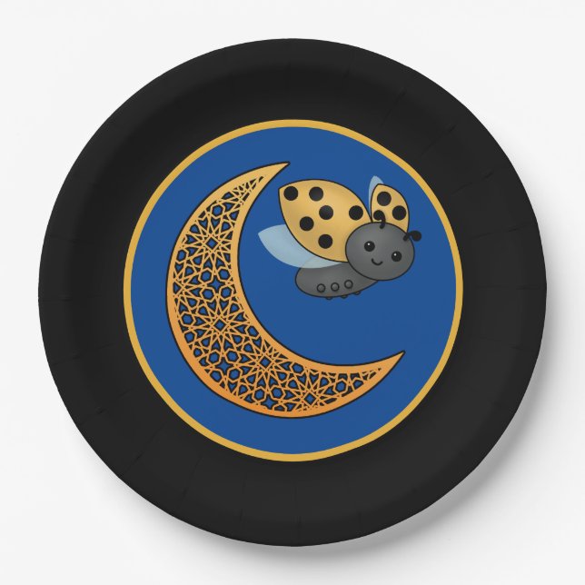 Ramadan Crescent Moon Ladybug Pappteller (Vorderseite)