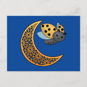 Ramadan Crescent Moon Ladybug Postkarte