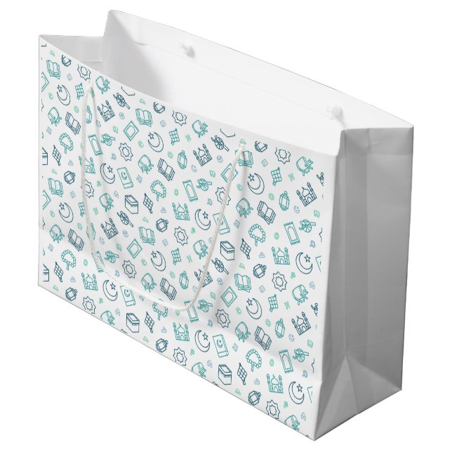 Ramadan Doodles Geschenktasche Große Geschenktüte (Vorderseite Schrägansicht)