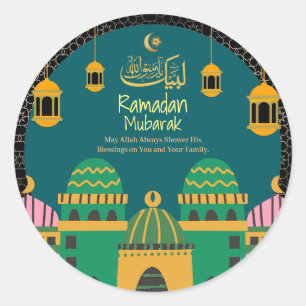 Ramadan  Eid Mubarak Golden Calligraphy Black Runder Aufkleber