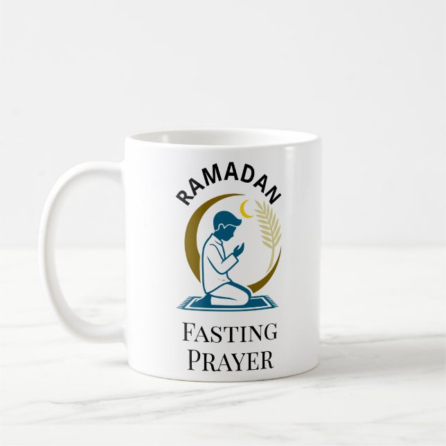 Ramadan Fasting Prayer Man Islamic Vector Graphic  Kaffeetasse (Links)