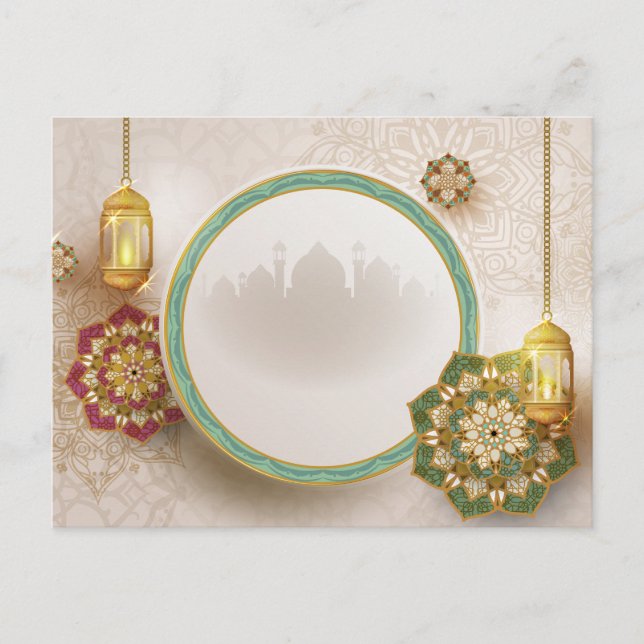 Ramadan Gold Red und Green Postkarte (Vorderseite)