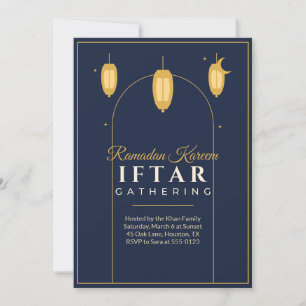 Ramadan-Iftar-Party-Einladung Navy Gold Laternen Einladung