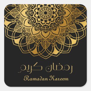Ramadan Kareem abstraktes Blumengoldmotiv Quadratischer Aufkleber