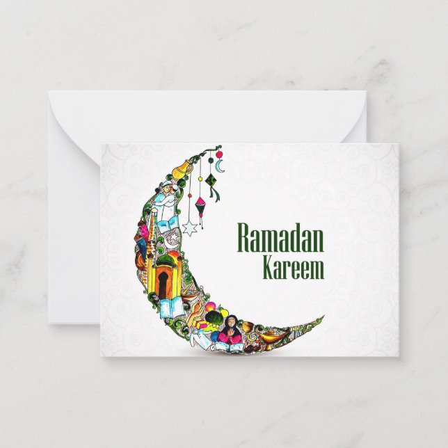 Ramadan Kareem Colorful Crescent Mitteilungskarte (Vorderseite)