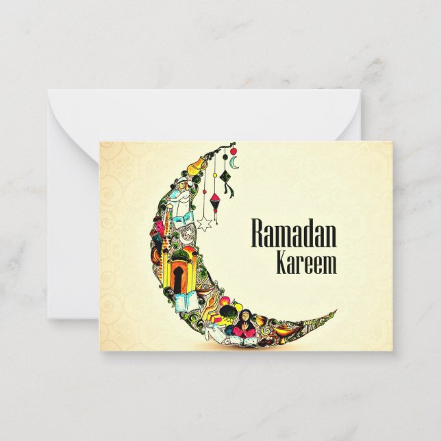 Ramadan Kareem Crescent Mitteilungskarte (Vorderseite)