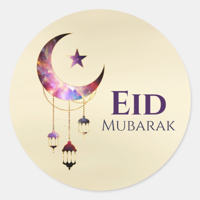 Ramadan Kareem -Eid Mubarak - Happy Eid Runder Aufkleber (Vorderseite)