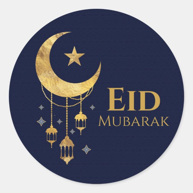 Ramadan Kareem -Eid Mubarak - Happy Eid Runder Aufkleber (Vorderseite)