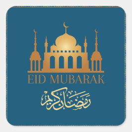 Ramadan Kareem Eid Mubarak Moschee Eid Quadratischer Aufkleber