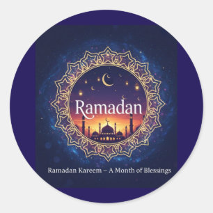 Ramadan Kareem Geistliche Moschee Sonnenuntergang Runder Aufkleber