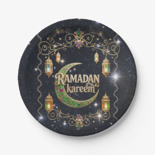 Ramadan Kareem glänzender Himmel Pappteller