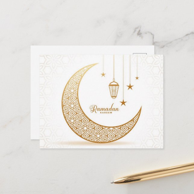 Ramadan Kareem Gold Crescent Postcard Postkarte (Vorderseite/Rückseite Beispiel)