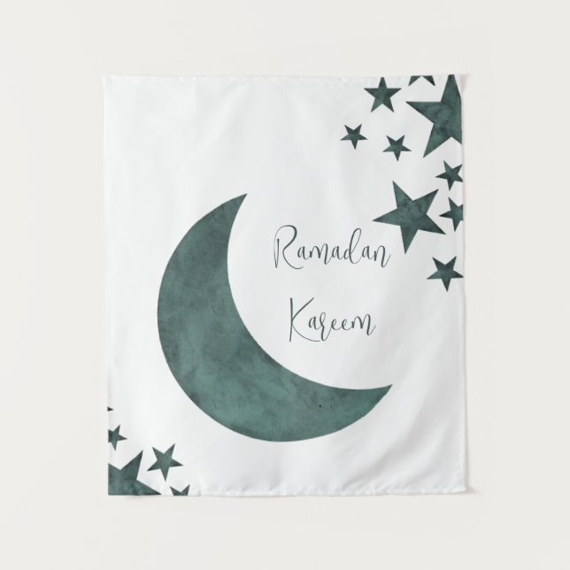 Ramadan Kareem Halbmond Islam Mubarak Stars Wandteppich (Vorderseite)