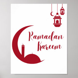 Ramadan Kareem Halbmond & Laternen-Wandbild Poster