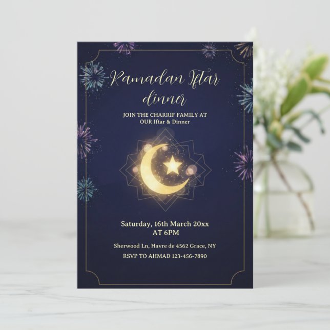 Ramadan Kareem Iftar dinner Party Invitation Einladung (Stehend Vorderseite)