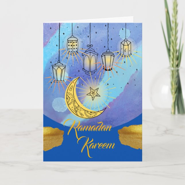 Ramadan Kareem Lanterns bei Nacht Karte (Vorderseite)