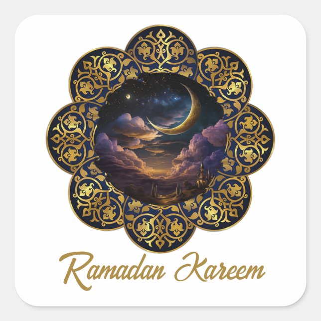 RAMADAN KAREEM MUBARAK 2024 EID MUBARAK QUADRATISCHER AUFKLEBER (Vorderseite)