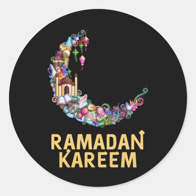 Ramadan Kareem Mubarak Fasting Moon Runder Aufkleber (Vorderseite)