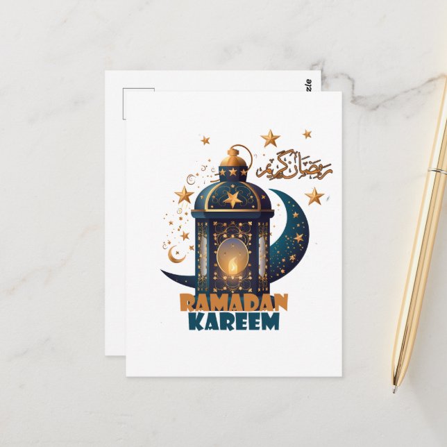 Ramadan Kareem Mubarak Lantern ramadan 2024 Postkarte (Vorderseite/Rückseite Beispiel)
