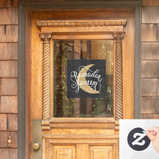 Ramadan Kareem Niedlich Schwarz-weiß Fensteraufkleber (Haustür)