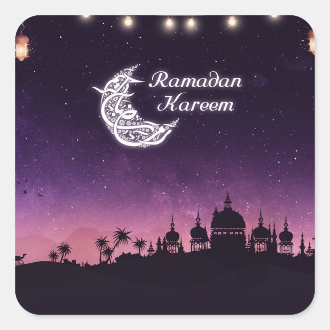 Ramadan Kareem Quadratischer Aufkleber (Vorderseite)