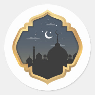 Ramadan Kareem Round Sticker, Glossy Classic Round Runder Aufkleber