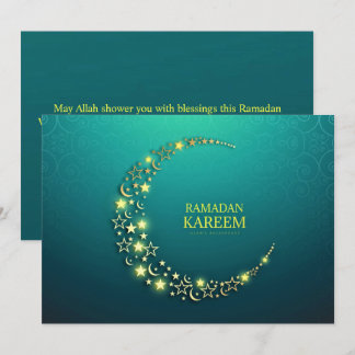 Ramadan Kareem Starry Gold Crescent Feiertagskarte