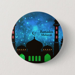 Ramadan Kareem Typografie Islamischer Crescent Tex Button