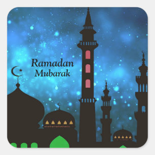 Ramadan Kareem Typografie Islamischer Crescent Tex Quadratischer Aufkleber