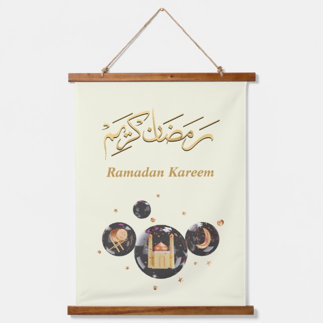 Ramadan Kareem Wandteppich Mit Holzrahmen (Vorderseite)