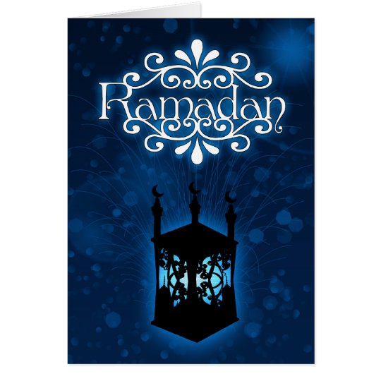 Ramadan-Kartenblau mit Lampe Karte