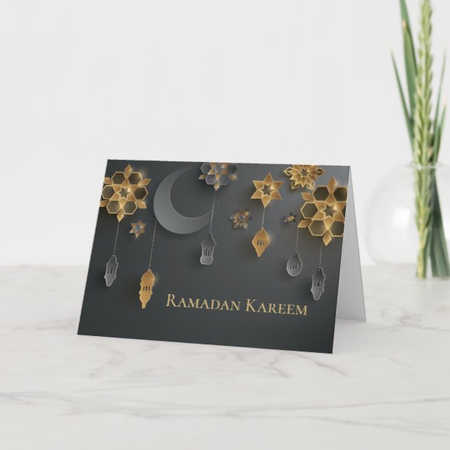 Ramadan Lanterns, Mond, Blume, schwarz Karte (Vorderseite)