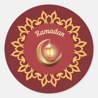 Ramadan-Laterne & Halbmond Premium-Aufkleber – Isl Runder Aufkleber