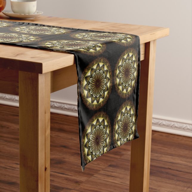 Ramadan Mandala Black Table Runner Kurzer Tischläufer (Beispiel)