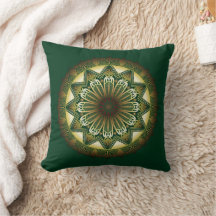 Ramadan Mandala Dark Green Throw Kissen