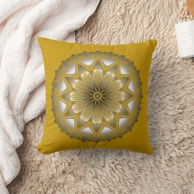 Ramadan Mandala Gold Throw Pillow Kissen (Decke)