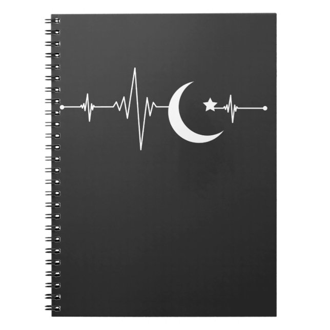 Ramadan Moon Islam Heartbeat Muslime Notizblock (Vorderseite)