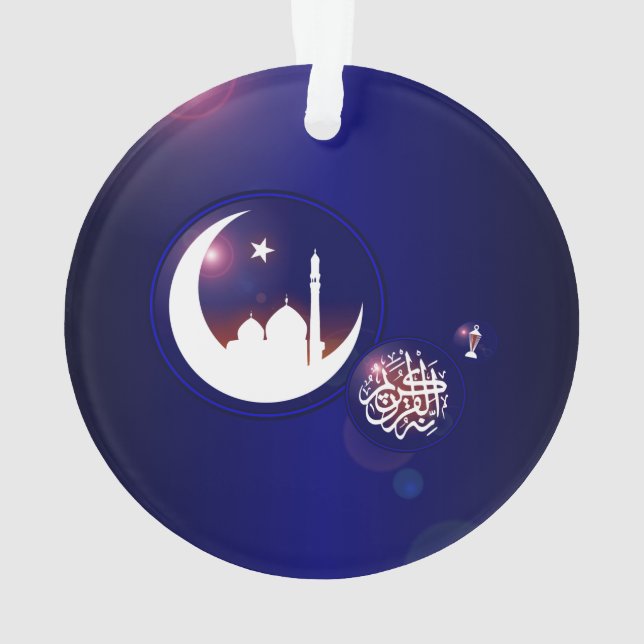 Ramadan Moschee im Crescent Moon mit Fanous Blue Ornament (Rückseite)