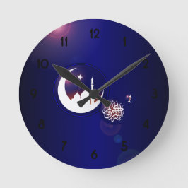 Ramadan Moschee im Crescent Moon mit Fanous Blue Runde Wanduhr