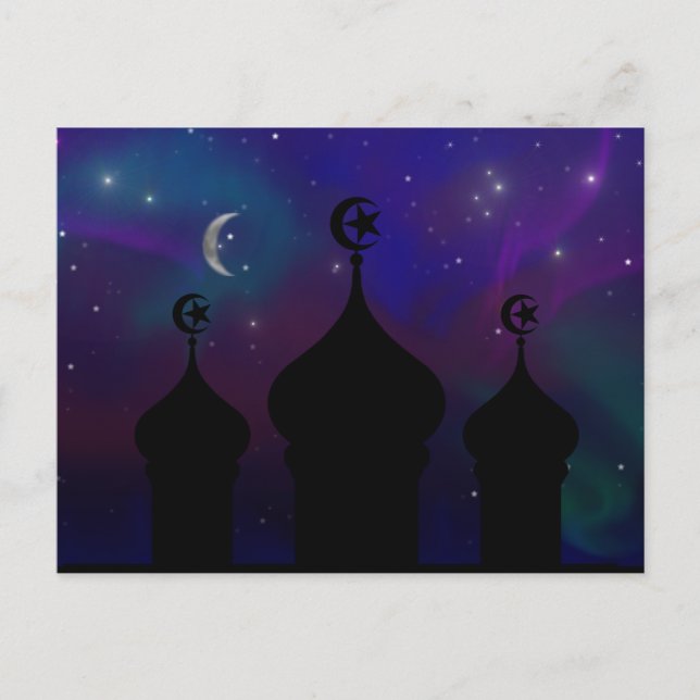 Ramadan Moschee mit Magischer Night Sky Postkarte (Vorderseite)