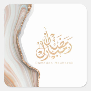 Ramadan Mubarak arabische Kalligrafie Quadratischer Aufkleber
