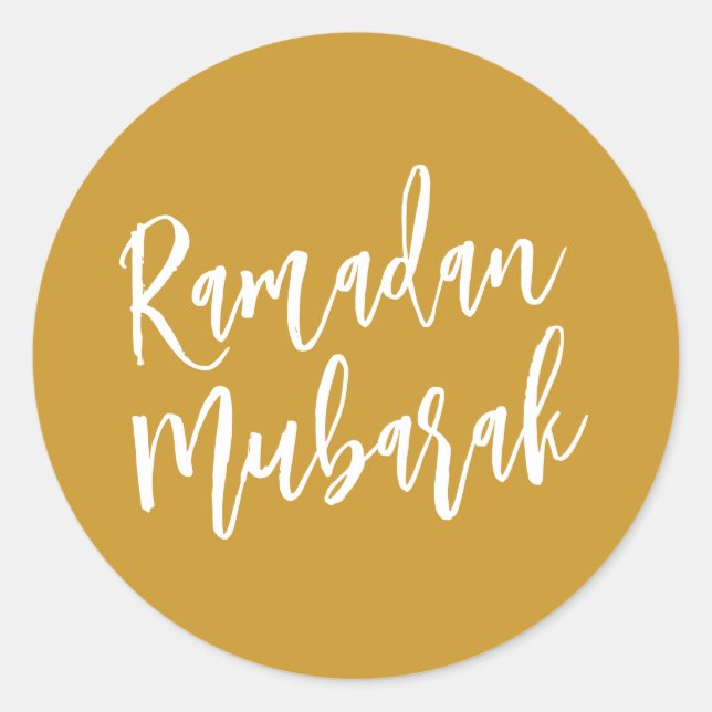 Ramadan Mubarak Calligraphy Gold Runder Aufkleber (Vorderseite)