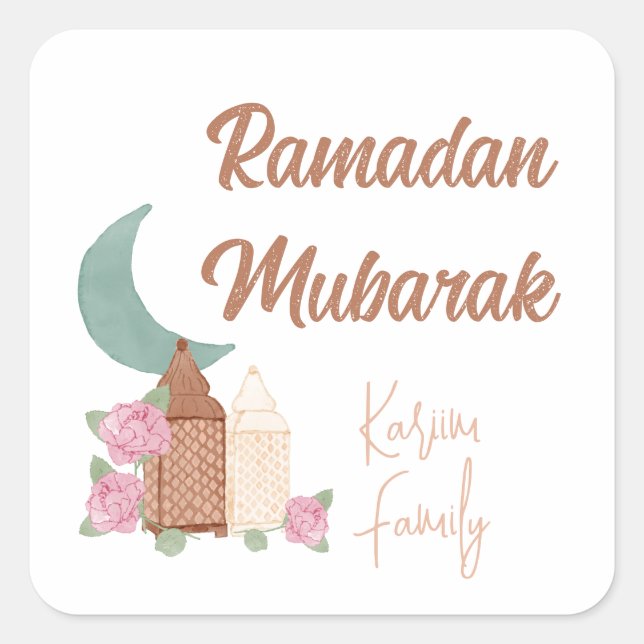 Ramadan Mubarak Dekoration Benutzerdefinierter Nam Quadratischer Aufkleber (Vorderseite)