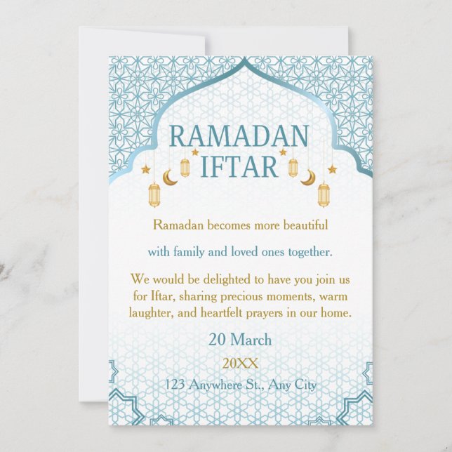 Ramadan Mubarak Invitations – Elegant Family Iftar (Devant)