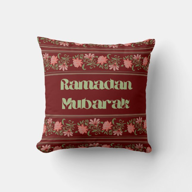 Ramadan Mubarak islamisches arabisches Grenzmuster Kissen (Vorderseite)